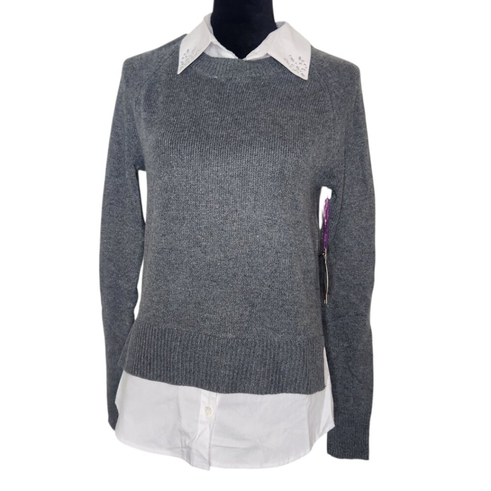 Princess Vera Wang Mock Button Contemporary Sweater Blouse Top